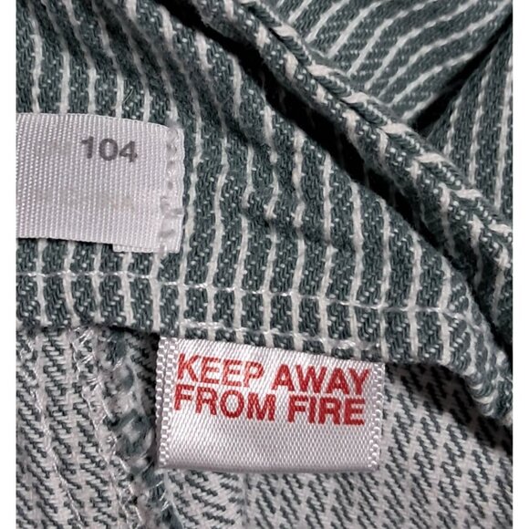 Zara Overalls Green Striped Denim With Front Pockets Adjustable Straps Size 3-4 - Picture 10 of 11